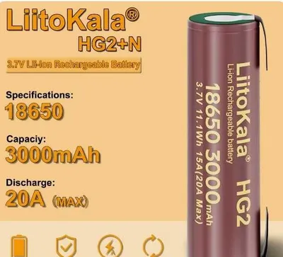 Liito Kala HG2 3000 mA·soat 18650 akkumulyatorlari