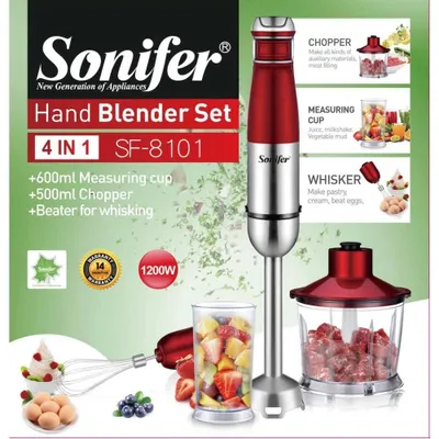 Погружной блендер Sonifer 4 в 1: чоппер, миксер, венчик SF-8101, Braun 1