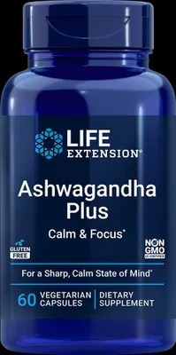 Life Extension, Ashwagandha, Ашваганда, 125 мг, 60 вегетарианск капсул