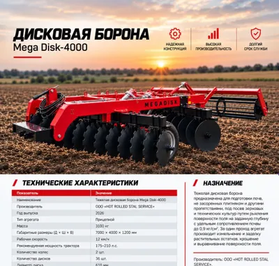 Тяжелая дисковая борона Mega Disk 1