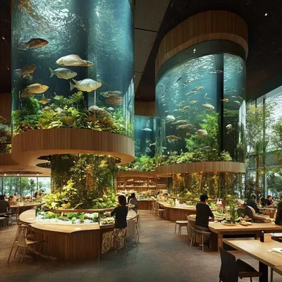 Restoranlar uchun pol akvariumlari — orolchalar. 1