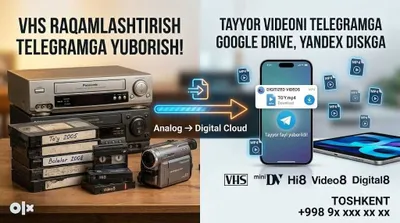 VHS raqamlashtirish | Telegramga yuborish | miniDV Hi8 Video8
