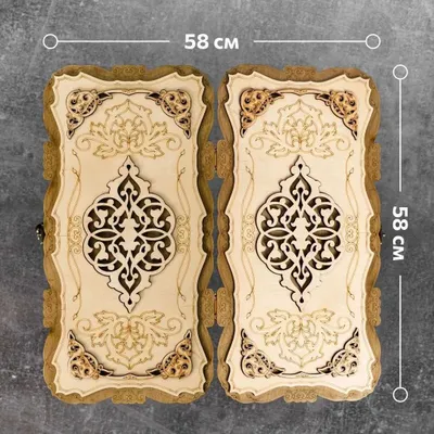 O‘yma naqshli «Ornament» nardlari, oq-oq (56 sm) 1