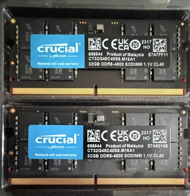 Crucial 64GB DDR5 RAM Kit (2x32GB), 4800MHz CL40 1