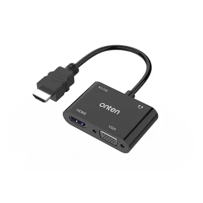 Audio chiqishli Onten HDMI to HDMI+VGA adapteri 1