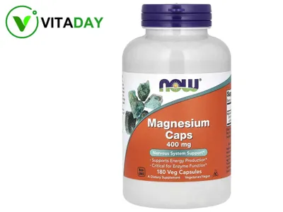 NOW Foods, kapsuladagi magniy, 400 mg, 180 ta o‘simlik kapsulasi 1