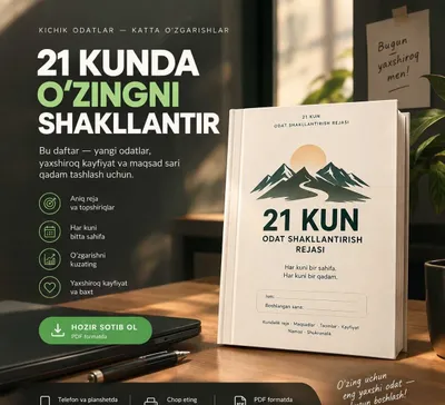 Odat daftari - 21 kunlik reja | reja, namoz, shukronalik 1
