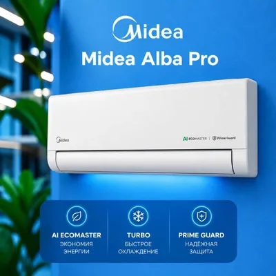 MIDEA ALBA Pro modeli konditsioneri — 12 000 Btu / Inverter / AI EcoMaster 1