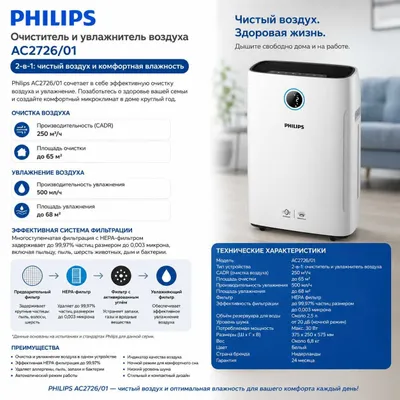 Очиститель воздуха + Увлажнение воздуха - PHILIPS 2 AC 2726. 1