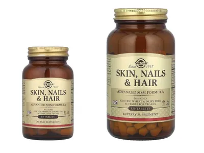 Solgar teri, tirnoqlar va sochlar uchun MSM bilan Skin Nails Hair 1