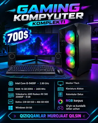 🔥 GAMING KOMPYUTER KOMPLEKTI SOTILADI! 🎮 1