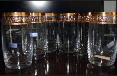 380 ML STAKANLAR 6 DONA CRYSTALITE BOHEMIA OLTIN BARG 1