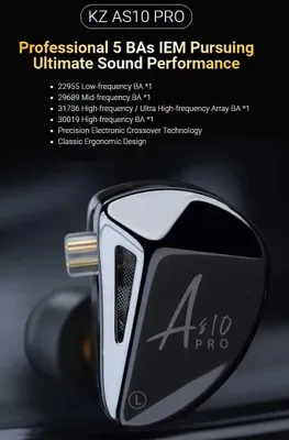 Yangi, muhrlangan KZ AS10 Pro Hi-Fi 10BA simli quloqchinlar 1