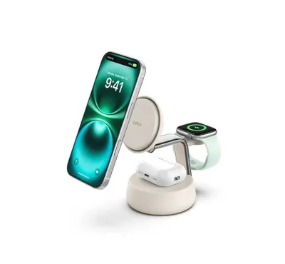 BELKIN 25W Qi2 3-in-1 Wireless Charging Stand Sand simsiz quvvatlash qurilmasi 1