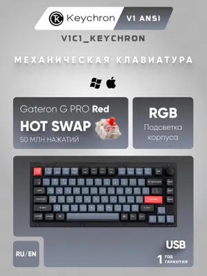 Проводная механическая игровая клавиатура Keychron V1 QMK, Hot-Swap, Red Switch, RGB (V1C1) 1