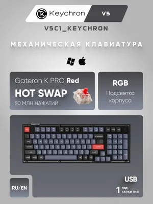 Клавиатура механическая Keychron V5 100Key, K Pro Red, Hot-Swap, QMK, Knob, USB-A, EN/UKR, RGB 1