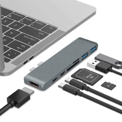 Type c , 1 ×7, usb 3.0 ,type c,hdmi,card reader, us,macbook,adapter 1