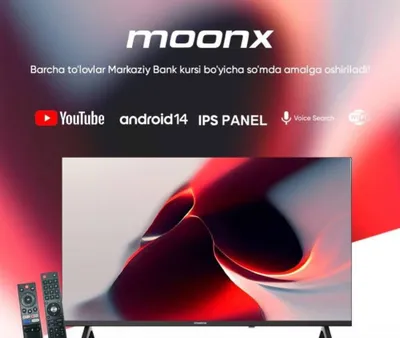 Moonx Android 14 FullHD televizori, ovozli boshqaruv va kafolat bilan