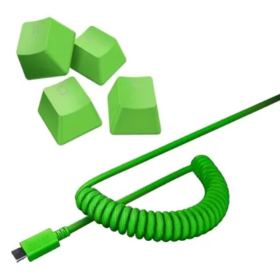 ^ RAZER PBT keycap + Coiled Cablee keykaplar to‘plami — Green 1