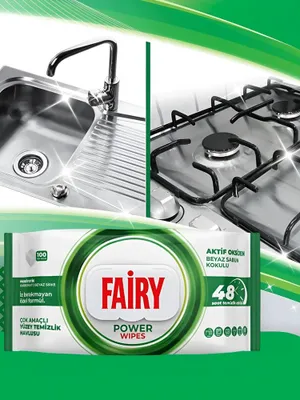 Oshxona uchun sirkali nam salfetkalar FAIRY 100 dona 1