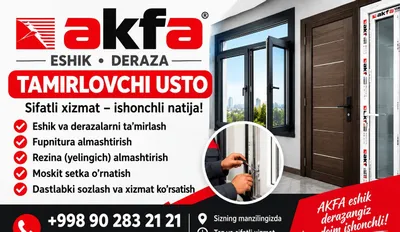 Akfa eshik derazakarni tamirlovchi usto