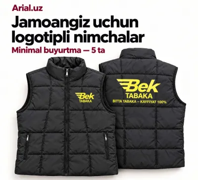 Logotipli jeletkalar, nimcha, korporativ kiyim, ishchi forma, жилетка 1