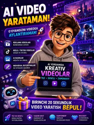 AI XIZMATLAR — Banner, reklama, reels, yokida boshqa kreativ videolar