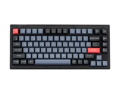 Keychron V1 ANSI 75% 84 tugmali Frosted Black, to‘liq yig‘ilgan, dastak va switchlar bilan 1