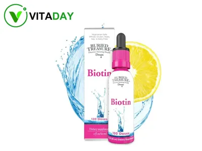 Buried Treasure Biotin Drops, suyuq biotin, bir porsiyada 2000 mg 1