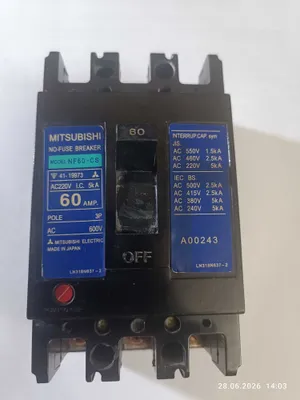 Электро автомат Mitsubishi No-Fuse NF60-CS 60 AMP 600VAC 3 POLE