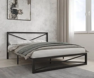 Двуспальная кровать Loft, металлическая кровать 1