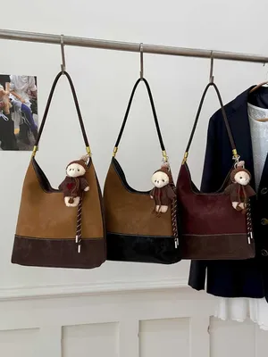 Ayollar uchun 2 tasi 1 da shopper sumkasi, yelkaga taqiladigan hobo, zamshali, kundalik 1