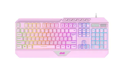 2E GAMING KG315 membranali klaviatura, 110 ta tugma, inglizcha/ruscha joylashuv, RGB, pushti 1
