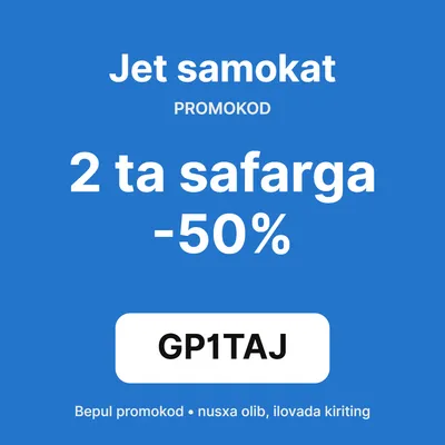 Jet samokat promokod — 2 safarga -50%