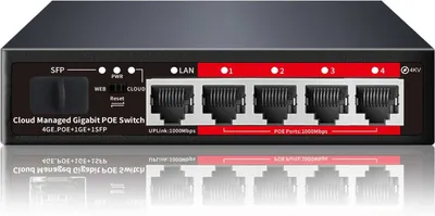 5-портовый гигабитный PoE+ switch с облачным управлением и портом SFP 1