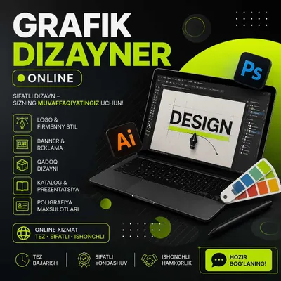 Grafik dizayner online va ofline xizmati N1