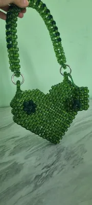 Kristal munchoqli sumka "Green Crystal Heart"