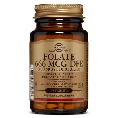 Amerikadan Solgar Folic Acid foliy kislotasi 666 mkg 400 mcg 100 dona 1