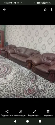 Tabiiy teridan tayyorlangan divan va kreslo sotiladi
