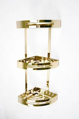 Hammom uchun uch qavatli burchak tokcha gold va qora ranglari bor 1