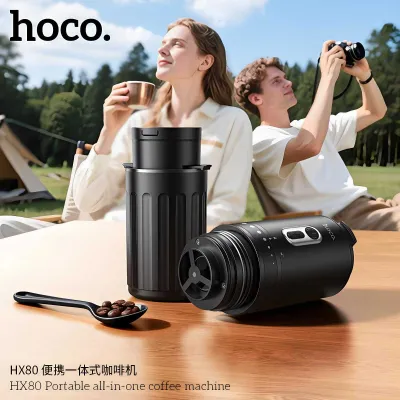 Hoco HX80 O‘rnatilgan qahva maydalagichli portativ ko‘p funksiyali qahva mashinasi 1