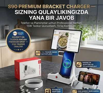 ZARYADLOVCHI telefon tagligi-simsiz va port orqali zaryadlashni qo'lla 1