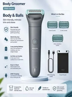 PHILIPS BG3485/15 — tana uchun trimmer, quruq va ho‘l qirish, yetkazib berish.