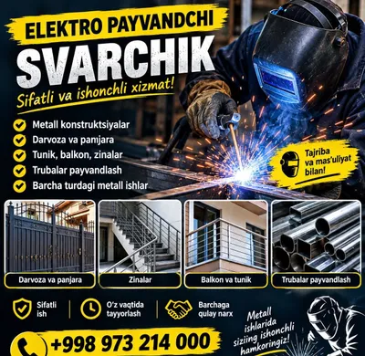 ELEKTRO PAYVANDCHI — svarka xizmatlari | sifatli va ishonchli сваршик