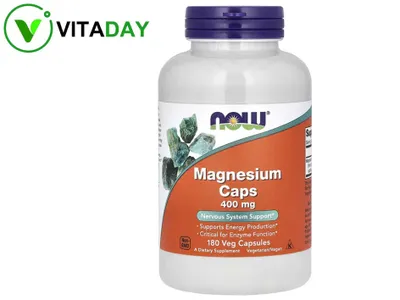 NOW Foods Magnesium Caps magniy 400 mg, 180 ta o‘simlik kapsulasi 1