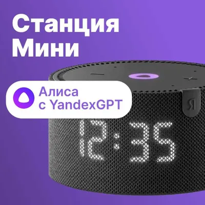 Умная колонка Яндекс Станция Мини с часами и Алисой 10Вт черный оникс 1
