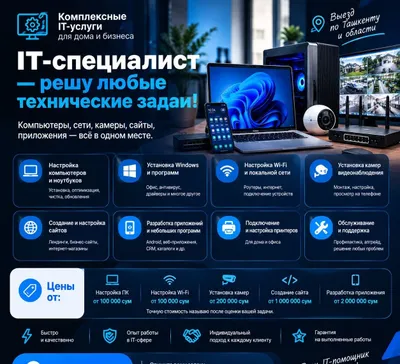 IT - помощь с выездом ПК Сайты Камеры и WIFI
