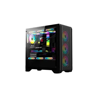 { Корпус Huntkey GX750A Predator Black с 3 RGB вентиляторами 1
