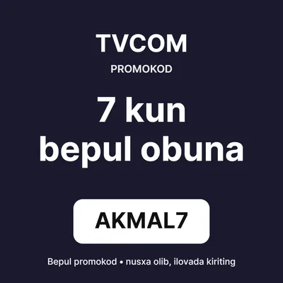 TVCOM promokod — 7 kun bepul obuna