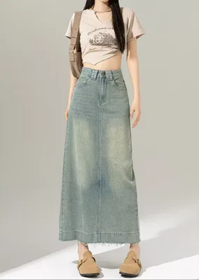 Jinsi yubka, ayollar uchun, XL o‘lcham 1